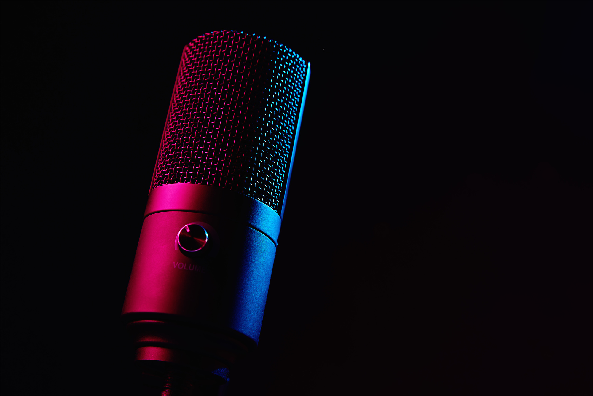 Condenser Microphone under Neon Lights 